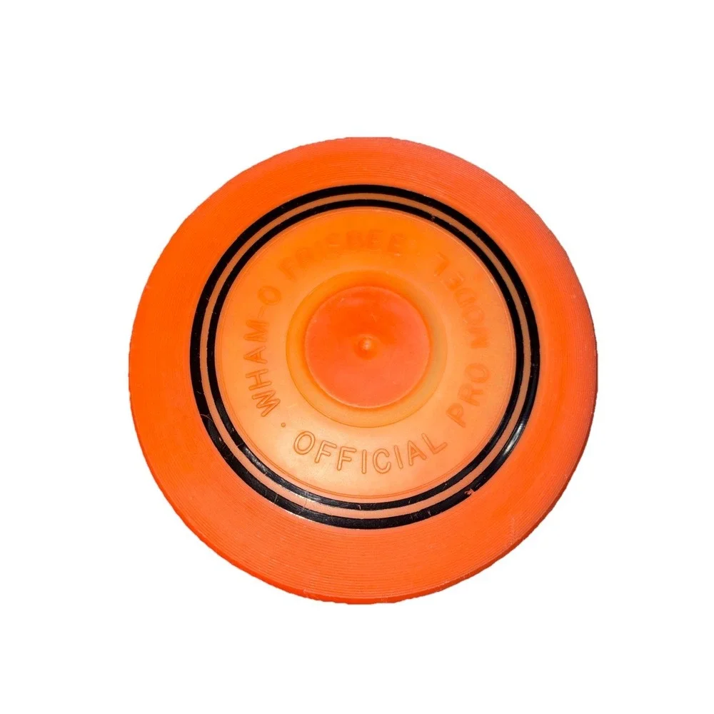 VINTAGE WHAM-O 1966 OFFICIAL PRO MODEL‎ ORANGE BLACK FRISBEE FLYING DISC 9 3/8